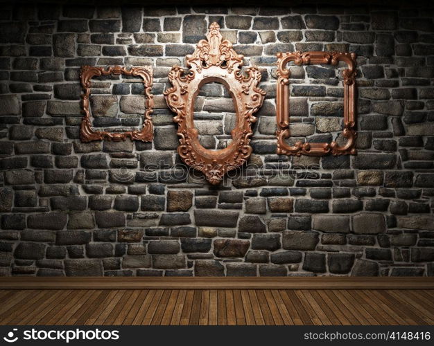 illuminated stone wall and frame made in 3D