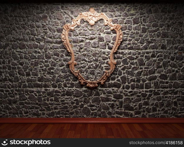 illuminated stone wall and frame made in 3D