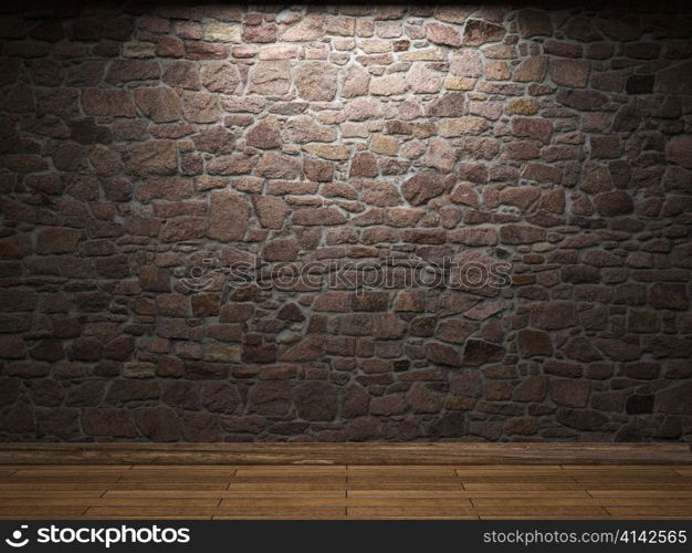 illuminated stone wall made in 3D graphics