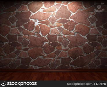 illuminated stone wall made in 3D graphics