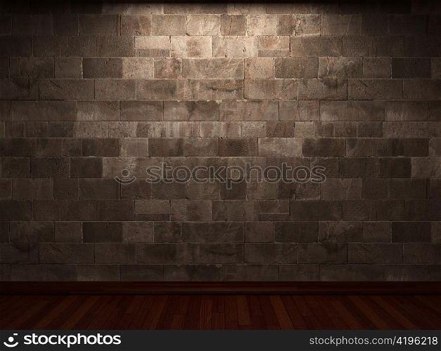illuminated stone wall made in 3D graphics