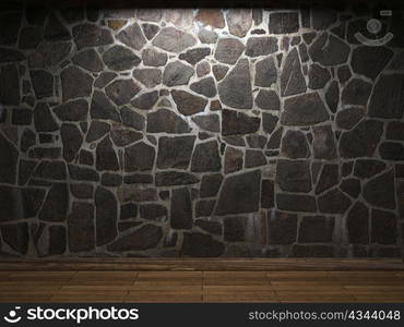 illuminated stone wall made in 3D graphics