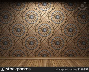 illuminated tile wall made in 3D graphics