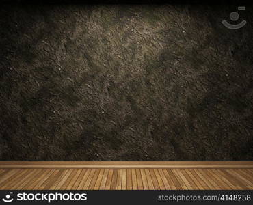 illuminated wooden wall made in 3D graphics