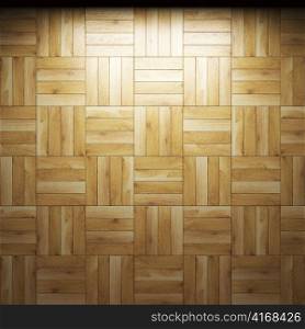 illuminated wooden wall made in 3D graphics
