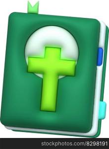 illustration 3D , a book with a cross-shaped cover. bible book christianity