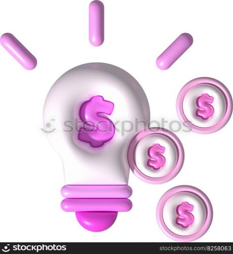 illustration 3d light bulb and money dollar Idea concept of making money or saving money.