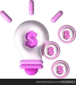 illustration 3d light bulb and money dollar Idea concept of making money or saving money.