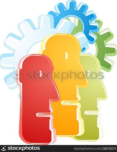 Illustration concept clipart of group of heads thinking ideas together as a team. Group idea generation Illustration clipart