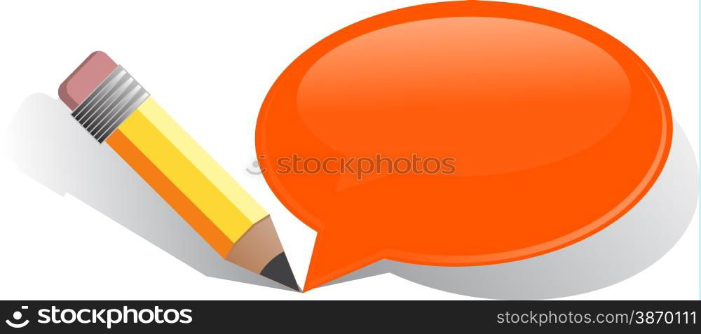 Illustration concept clipart written communication with pencil and speech bubble. Written communication Illustration clipart