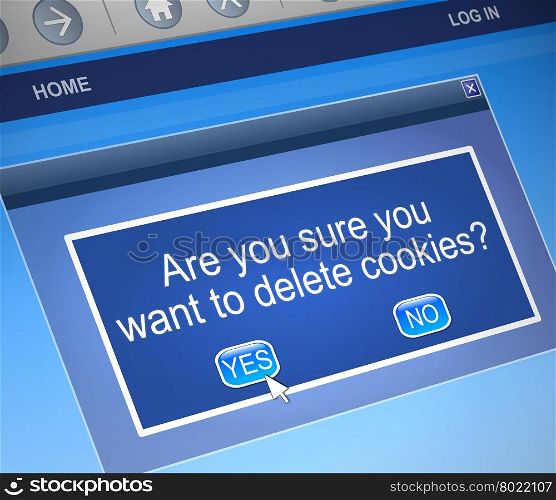 Illustration depicting a computer message box with a cookies concept.