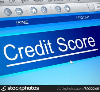 Illustration depicting a computer screen capture with a credit score concept.