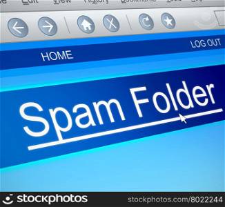 Illustration depicting a computer screen capture with a spam concept.