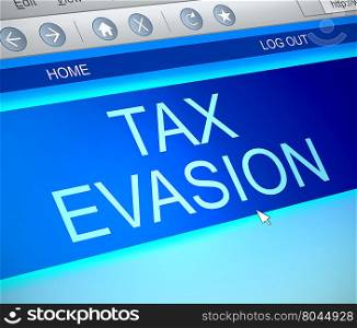 Illustration depicting a computer screen capture with a tax evasion concept.