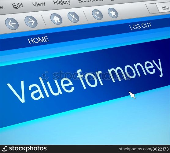 Illustration depicting a computer screen capture with a value for money concept.