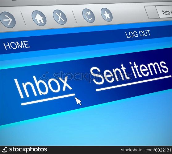 Illustration depicting a computer screen capture with an inbox concept.