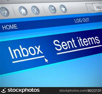 Illustration depicting a computer screen capture with an inbox concept.