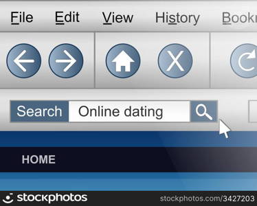 Illustration depicting a computer screen shot with a internet dating search concept.