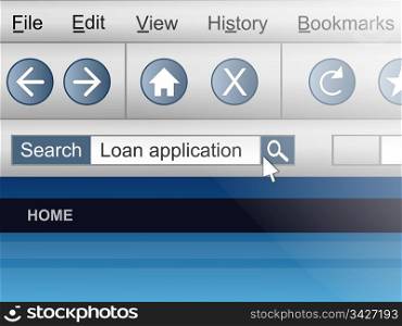 Illustration depicting a computer screen shot with a loan search concept.