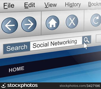 Illustration depicting a computer screen shot with a social networking search concept.