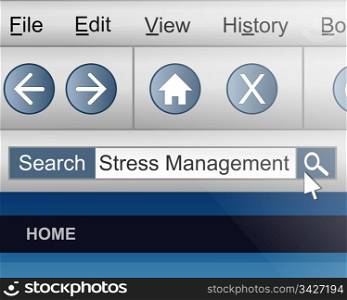 Illustration depicting a computer screen shot with a stress management search concept.
