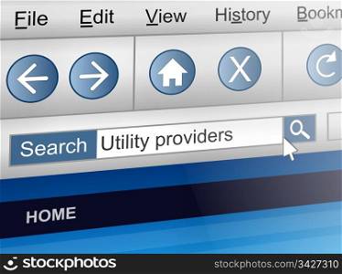Illustration depicting a computer screen shot with a utility provider search concept.