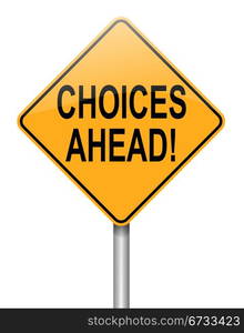 Illustration depicting a directional roadsign with a choices concept.White background.