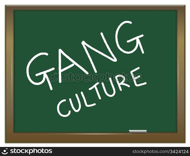 Illustration depicting a green chalk board with the white words GANG CULTURE written on it.