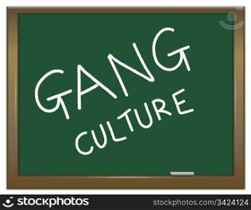 Illustration depicting a green chalk board with the white words GANG CULTURE written on it.