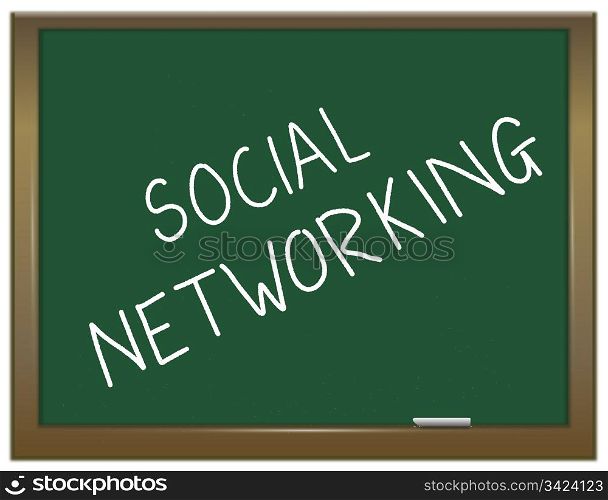 Illustration depicting a green chalk board with the white words SOCIAL NETWORKING written on it.
