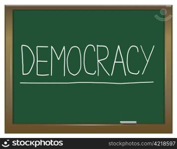 Illustration depicting a green chalkboard with a democracy concept written on it.