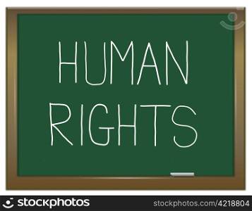 Illustration depicting a green chalkboard with a human rights concept written on it.
