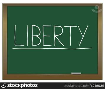 Illustration depicting a green chalkboard with a liberty concept written on it.