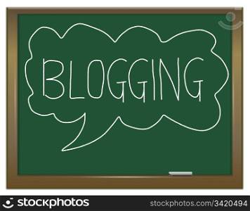Illustration depicting a green chalkboard with BLOGGING written on it in white.