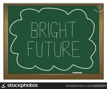 Illustration depicting a green chalkboard with BRIGHT FUTURE written on it in white.