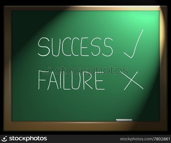 Illustration depicting a green chalkboard with the words &rsquo;success failure&rsquo; written in white chalk.
