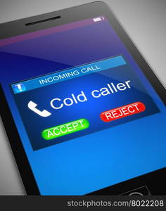 Illustration depicting a phone with a cold caller concept.