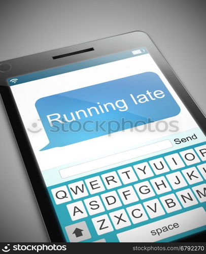 Illustration depicting a phone with a running late message concept.
