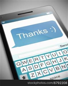 Illustration depicting a phone with a thank you message concept.