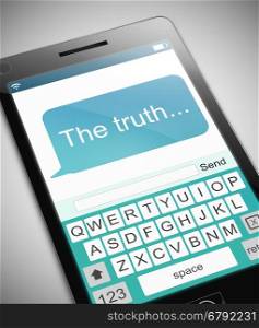 Illustration depicting a phone with a truth message concept.