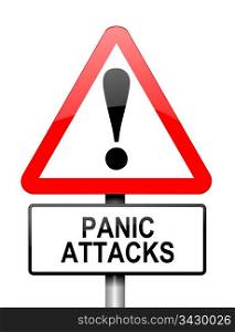 Illustration depicting a red and white triangular warning sign with a panic attack concept. White background.