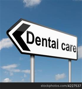 Illustration depicting a road traffic sign with a Dental treatment concept. Blue sky background.