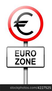 Illustration depicting a road traffic sign with a euro zone concept. White background.
