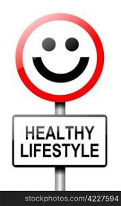 Illustration depicting a road traffic sign with a healthy lifestyle concept. White background.