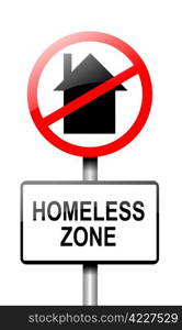 Illustration depicting a road traffic sign with a homeless concept. White background.