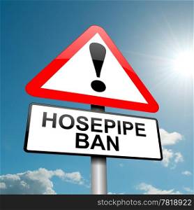 Illustration depicting a road traffic sign with a hose pipe ban concept. Blue sky background.