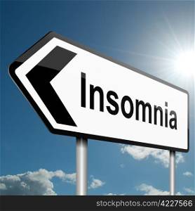 Illustration depicting a road traffic sign with a insomnia concept. Blue sky background.