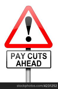 Illustration depicting a road traffic sign with a pay cut concept. White background.