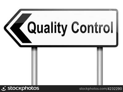 Illustration depicting a road traffic sign with a quality control concept. White background.