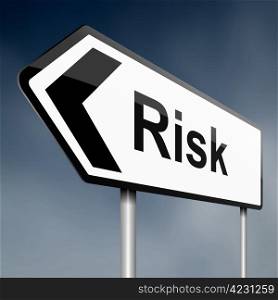 Illustration depicting a road traffic sign with a risk concept. White background.